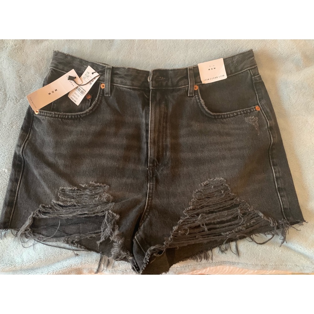 Black ripped jean shorts